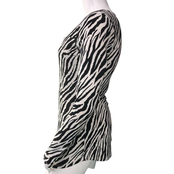 LEL Long Elegant Legs Womens Sz M Zebra Print Tunic Top Stretch Square Neck VTG - Picture 5 of 14